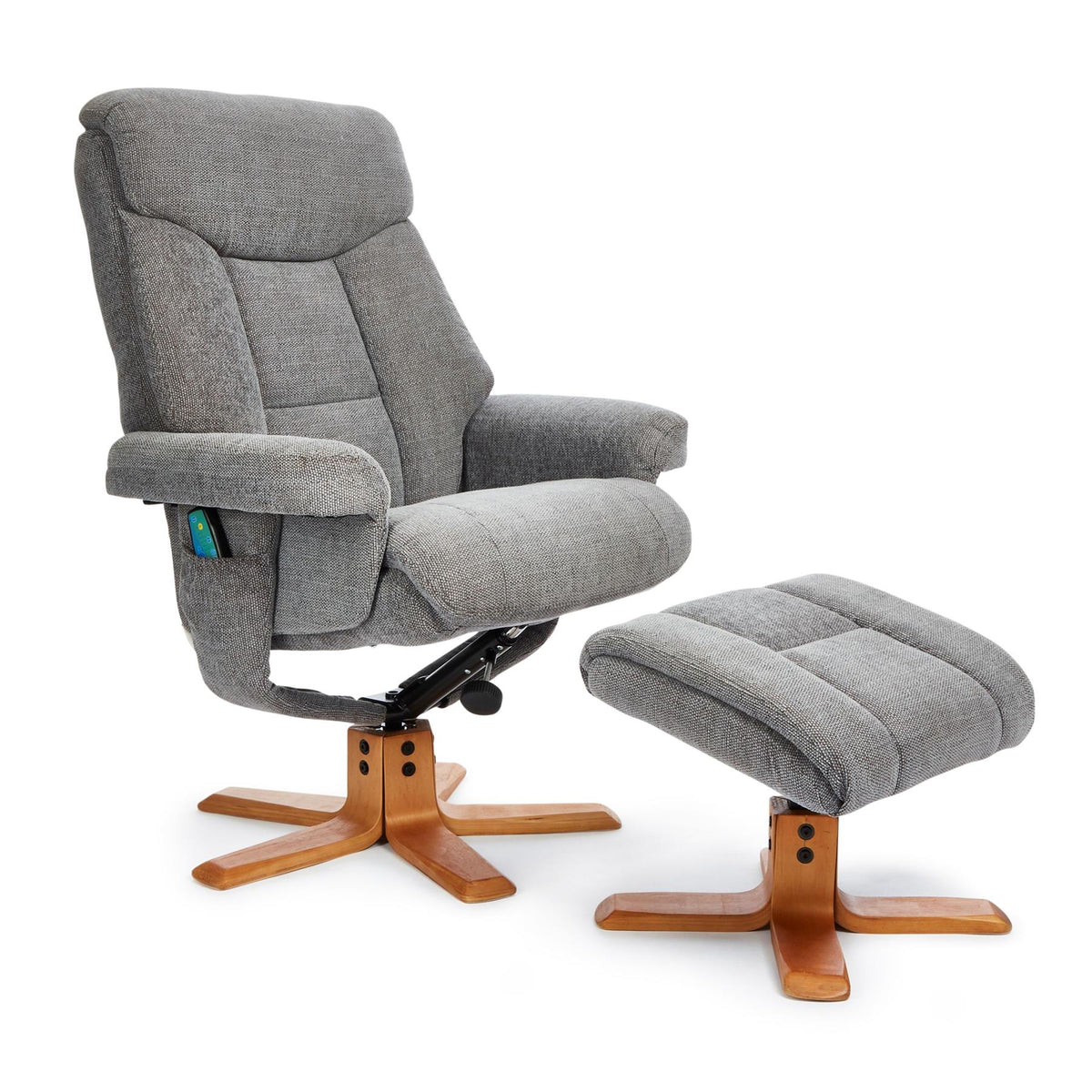 Exmouth Fabric Swivel Recliner Massage Chair Footstool