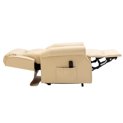 The Darwin - Dual Motor Riser Recliner Mobility Arm Chair in Cream Genuine Leather