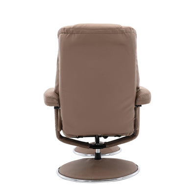 The Denver Swivel Recliner Chair & Footstool - Genuine Leather Earth - Refurbished