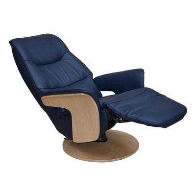 The Iowa - Stunning Electric Leather Recliner with Integrated Footstool & Wireless Remote - Navy