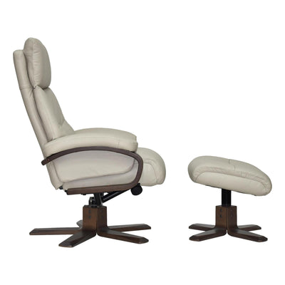 The Vienna - Swivel Recliner Chair & Matching Footstool in Mushroom Leather