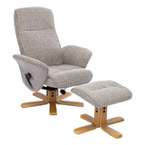 The Alexandria Swivel Recliner Chair & Footstool - Heat & Massage - Wheat Fabric