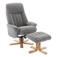 The Paris Swivel Recliner Chair & Footstool in Lille Charcoal Fabric