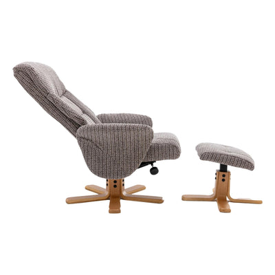 The Giza - Fabric Swivel Recliner Chair & Matching Footstool in Latte