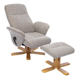 The Alexandria Swivel Recliner Chair & Footstool - Heat & Massage - Wheat Fabric