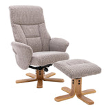 The Giza - Fabric Swivel Recliner Chair & Matching Footstool in Wheat - Refurbished