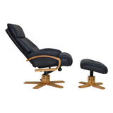 The Vienna - Swivel Recliner Chair & Matching Footstool in Navy Leather