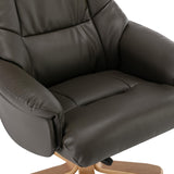 Cairo Swivel Recliner Chair & Footstool in Charcoal Plush Faux Leather - Clearance