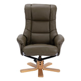 The Cairo - Swivel Recliner Chair & Matching Footstool in Olive Green Faux Leather