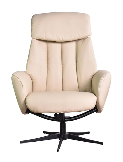 The Indiana Genuine Leather Swivel Recliner Chair in Cream with Black Star base - Refurbished