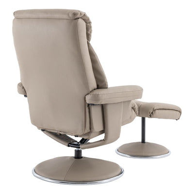 The Biarritz - Swivel Recliner Chair & Matching Footstool in Pebble Plush Faux Leather