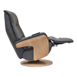 The Iowa - Stunning Electric Leather Recliner with Integrated Footstool & Wireless Remote - Charcoal