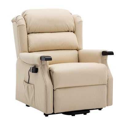 The Warminster Dual Motor Riser Recliner Mobility Chair in Cream Leather - Refurbished