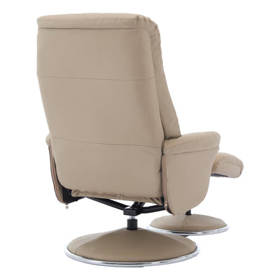 The Lyon - Genuine Leather Swivel Recliner Chair & Footstool in Pebble Cream