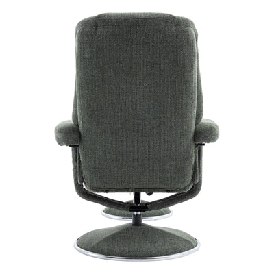 The Denver - Swivel Recliner Chair & Matching Footstool in Cha Cha Fern Fabric - Refurbished