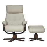 The Vienna - Swivel Recliner Chair & Matching Footstool in Mushroom Leather