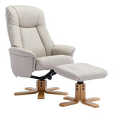 The Hawaii - Swivel Recliner Chair & Matching Footstool in Mushroom Genuine Leather