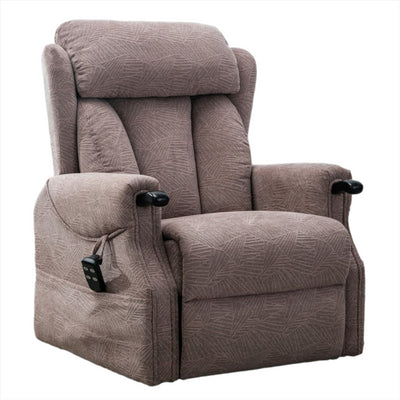 Denmark Dual Motor Riser Recliner Ergonomic Arm Chair Brushstroke Mocha Fabric - Refurbished