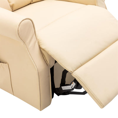 The Darwin - Dual Motor Riser Recliner Mobility Arm Chair in Cream Genuine Leather