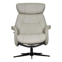 The Murcia - Swivel Recliner Chair & Matching Footstool Mushroom Genuine Leather