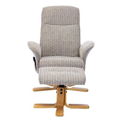 The Alexandria Swivel Recliner Chair & Footstool - Heat & Massage - Wheat Fabric