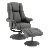 The Denver - Swivel Recliner Chair & Matching Footstool in Cinder Grey Genuine Leather Match