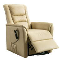 The Bradwell - Single Motor Riser Recliner Chair in Cream Plush Faux Leather - Refurbished