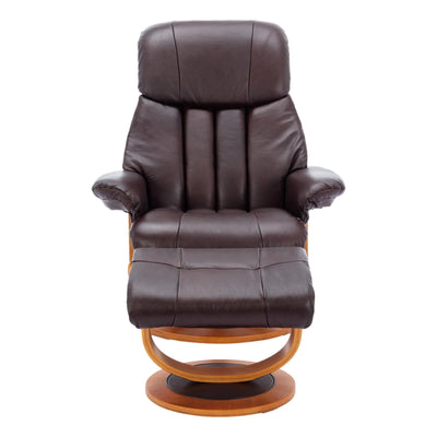 Hereford Genuine Leather Chestnut Brown Swivel Reclining Chair Matching Footstool