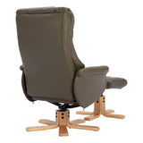 The Cairo - Swivel Recliner Chair & Matching Footstool in Olive Green Faux Leather