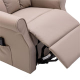 The Darwin - Dual Motor Riser Recliner Mobility Arm Chair in Taupe Genuine Leather - Slight Damage - Clearance