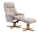 Dubai Lisbon Wheat Fabric Swivel Recliner Chair With Matching Footstool