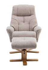 Dubai Lisbon Wheat Fabric Swivel Recliner Chair With Matching Footstool