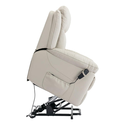 The Devon - Dual Motor Mobility Riser Recliner Arm Chair - Cream Genuine Leather - Refurbished