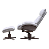 The Vienna - Swivel Recliner Chair & Matching Footstool in Beige Fabric