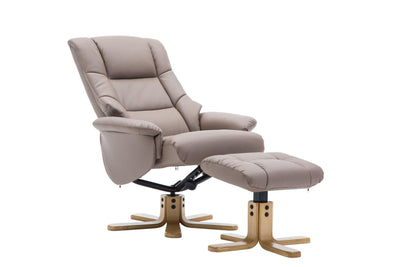 The Florence, Swivel Recliner Chair & Footstool in Earth PU Faux Leather - Clearance