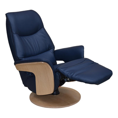 The Iowa - Stunning Electric Leather Recliner with Integrated Footstool & Wireless Remote - Navy