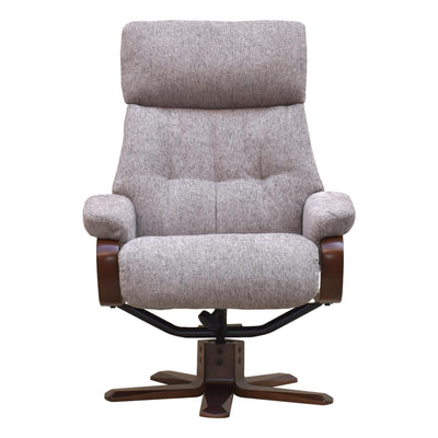 The Vienna - Swivel Recliner Chair & Matching Footstool in Taupe Fabric