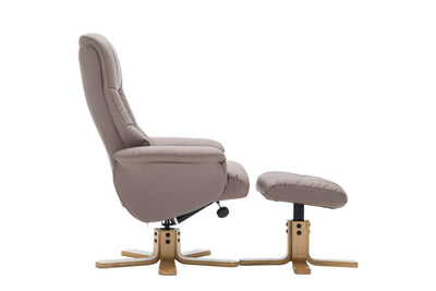 The Florence, Swivel Recliner Chair & Footstool in Earth PU Faux Leather - Clearance