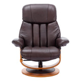 Hereford Genuine Leather Chestnut Brown Swivel Reclining Chair & Footstool - Refurbished