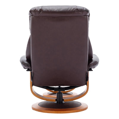 Hereford Genuine Leather Chestnut Brown Swivel Reclining Chair Matching Footstool