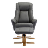 The Hawaii - Swivel Recliner Chair & Matching Footstool in Cinder Genuine Leather - Clearance