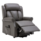 The Darwin - Dual Motor Riser Recliner Mobility Arm Chair in Grey Genuine Leather