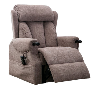 Denmark Dual Motor Riser Recliner Ergonomic Arm Chair Brushstroke Mocha Fabric - Refurbished