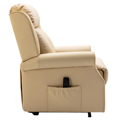 The Darwin - Dual Motor Riser Recliner Mobility Arm Chair in Cream Genuine Leather