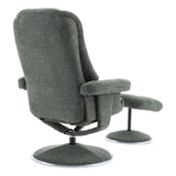 The Denver - Swivel Recliner Chair & Matching Footstool in Cha Cha Fern Fabric - Refurbished