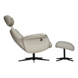 The Murcia - Swivel Recliner Chair & Matching Footstool Mushroom Genuine Leather