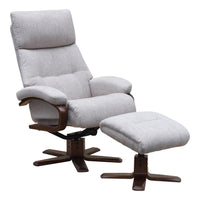 The Vienna - Swivel Recliner Chair & Matching Footstool in Beige Fabric