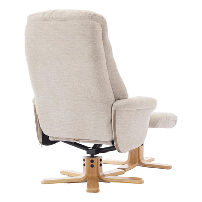 The Paris Swivel Recliner Chair & Footstool in Lille Sand Fabric