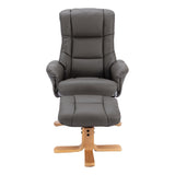 The Cairo - Swivel Recliner Chair & Matching Footstool in Cinder Faux Leather