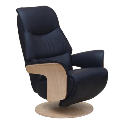 The Iowa - Stunning Electric Leather Recliner with Integrated Footstool & Wireless Remote - Black